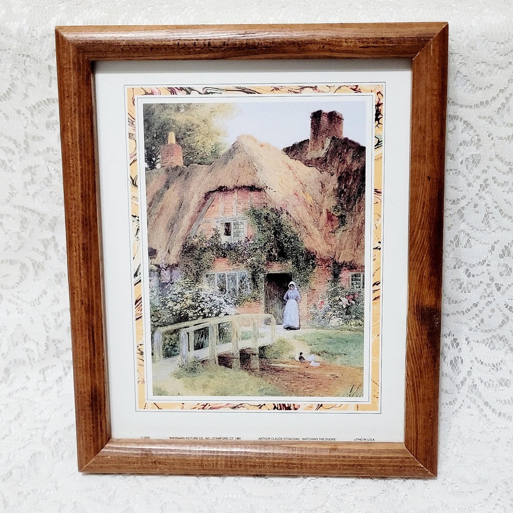 1991 Watching The Ducks Litho Arther Claude Strachan Cottage Ducks‎ Made in USA